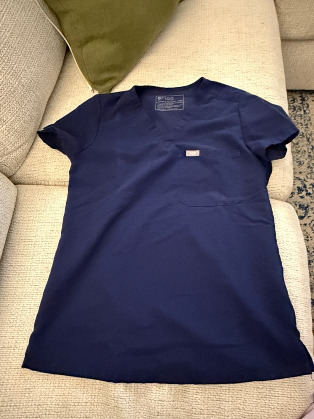 Figs Navy V-Neck Scrub Top